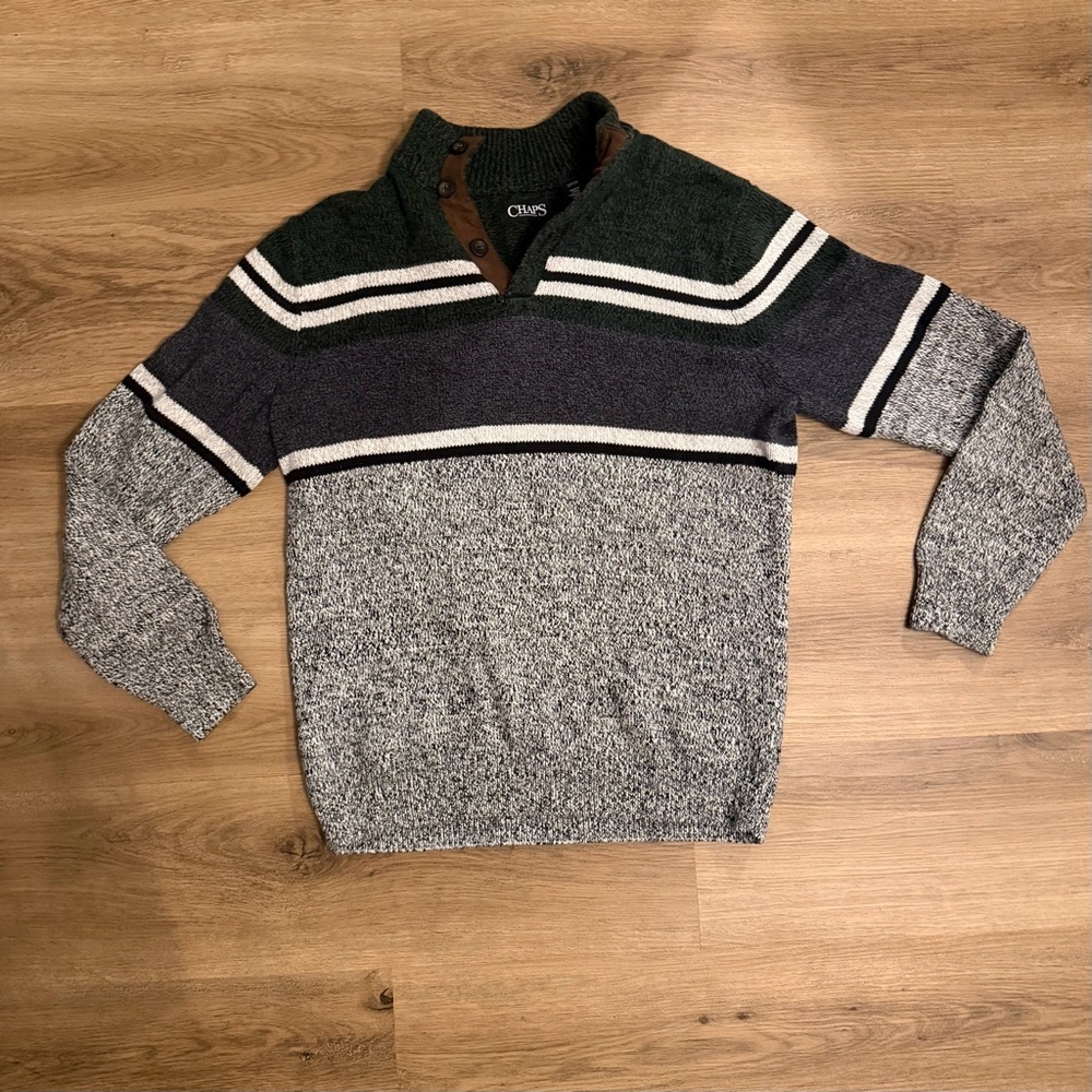 Chaps 100% Cotton Button-Neck Sweater – Small